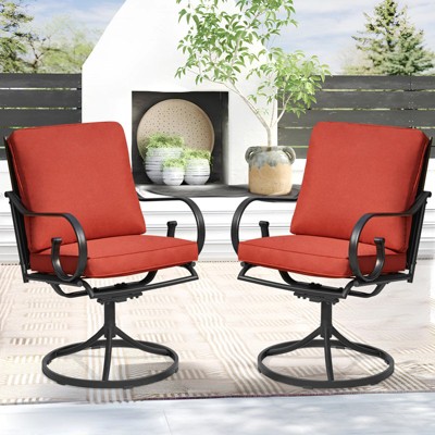 EROMMY Patio Swivel Chair Set Of 2, Outdoor Dining Chairs With Cushions, 360° Swivel Rocker Patio Chairs For Porch, Deck, And Garden