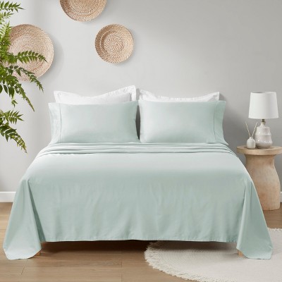 4 Pcs Elegant Solid Organic Cotton Sateen Sheet Set, All Season Bedding Set, Cozy Home Textile for Lux Bedroom Décor