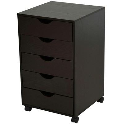 Resenkos Filing Stroage Cabinets,File Stroage Cabinet, 5 Drawer File Cabinet Storage Organizer Filing Cabinet with Wheels, Brown