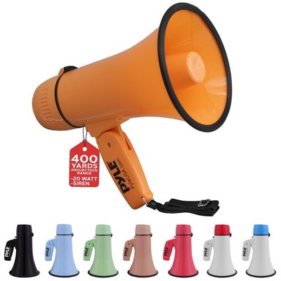 Pyle 20W Lightweight Bullhorn Megaphone, PMPRA213OR - MP3 Input, Siren, MIC/TALK (Orange)
