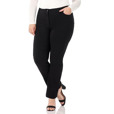 Rekucci Curvy Woman  Straight Leg Pants with Stretch Waist and Pockets