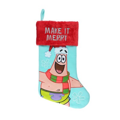 SpongeBob SquarePants Patrick Star Applique Holiday Stocking 20"