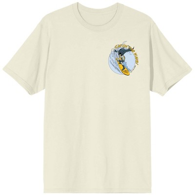 Batman 66 TV Catch The Wave Adult Off-White Crew Neck Short Sleeve T-shirt