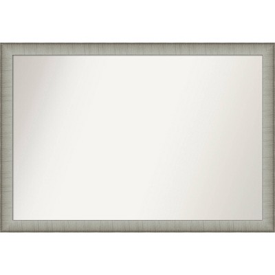39" x 27" Non-Beveled Elegant Brushed Pewter Narrow Wall Mirror - Amanti Art