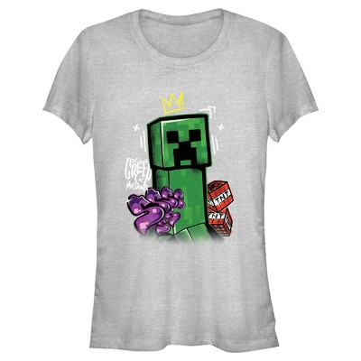 Juniors Womens Minecraft Creeper King T-Shirt