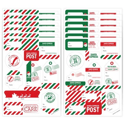 Big Dot of Happiness Santa's Special Delivery - Assorted From Santa Claus Christmas Gift Tag Labels - To and From Stickers - 12 Sheets - 120 Stickers
