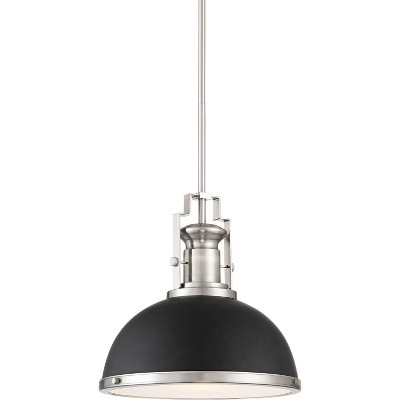 Possini Euro Design Black Brushed Nickel Dome Mini Pendant Light 13" Wide Modern Fixture for Kitchen Island Dining Room