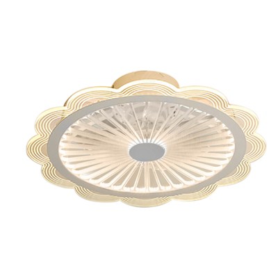 YIYIBYUS LED Indoor Modern White Flower-Shaped Ceiling Fan with Remote