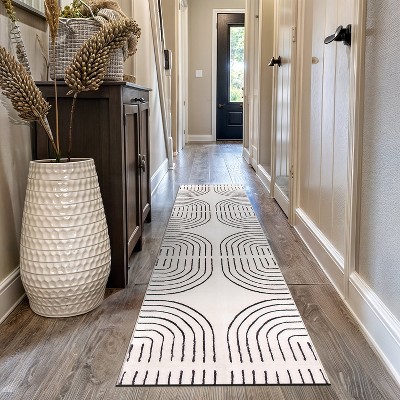 World Rug Gallery Bohemian Lines Washable Non Slip Indoor Area Rugs:  Abstract Pattern,  Low Loop Pile,  Pet Friendly