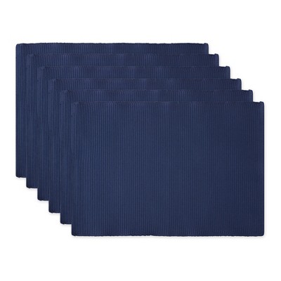 DII Nautical Blue Ribbed Placemat Set/6