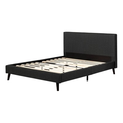 South Shore Queen Milton Complete Bed Gray/Matte Charcoal: Laminated MDF Headboard, No Box Spring Needed