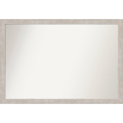 39" x 27" Non-Beveled Marred Silver Wood Wall Mirror - Amanti Art: Modern Rectangle, Includes Mounting Hardware