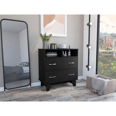 Grungis Wooden Dressers with Storage,Two Drawer Dressers with Two Open Shelves,Superior Top and Four Legs for Bedroom Living Room