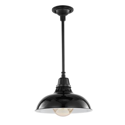 12.25" 1-Light Jasper Farmhouse Industrial Iron LED Pendant - JONATHAN Y