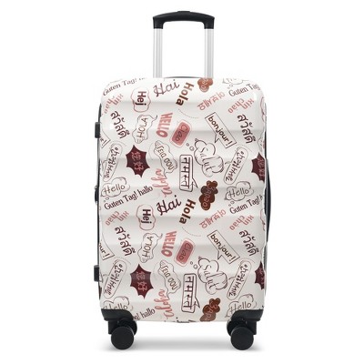 Whisen Hardshell Carry-on Suitcase with TSA Lock and Dual Spinner Wheels - White