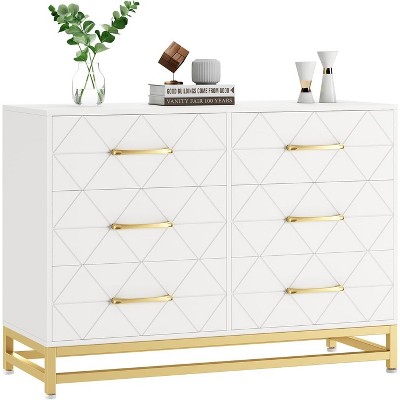 6 Drawers Double Dresser for Bedroom, Chest of Drawers for Living Room Hallway Entryway