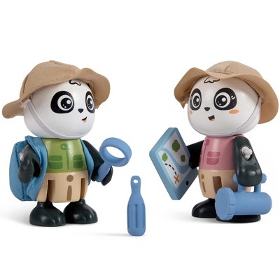 Hape: Sam & Pam Set - 2 Panda Articulated Toy Figurines,Age 3+