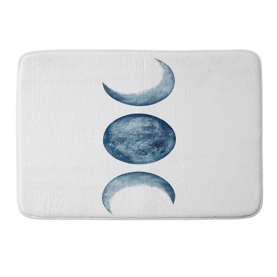 Kris Kivu Blue Moon Phases Watercolor Memory Foam Bath Rug Blue - Deny Designs