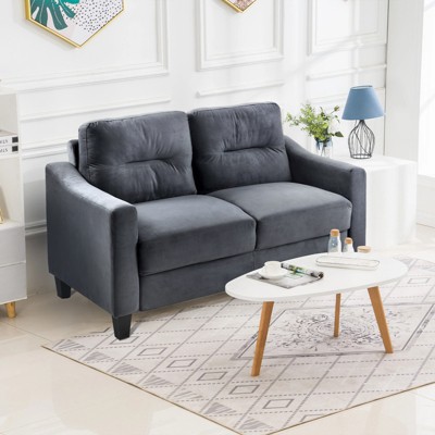 RISOKEYS Loveseat Sofa - Velvet Love Seat Couch for Living Room, Small Modern Loveseat Sofa Couch, Removable Cover for Apartment Living Room, Black
