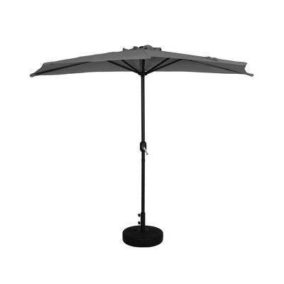 WestinTrends 9 Ft Half Market Patio Umbella with Black Round Plastic Base