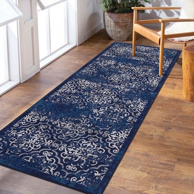 Vintage Area Rug Medallion Print Distressed Non Slip Non Shedding Floor Carpet, for Living Room, Bedroom