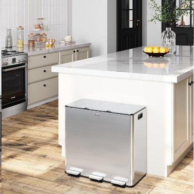 Three Compartments Pedal Kitchen Recyclingtrash Bin with Lids