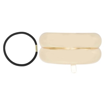 Unique Bargains Women's Double-layer Glossy Ponytail Buckle Hair Clip Gold Tone 1 Set