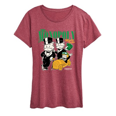 Women's - Monopoly - Mr Monopoly Uncle Money Bags Short Sleeve Graphic T-Shirt