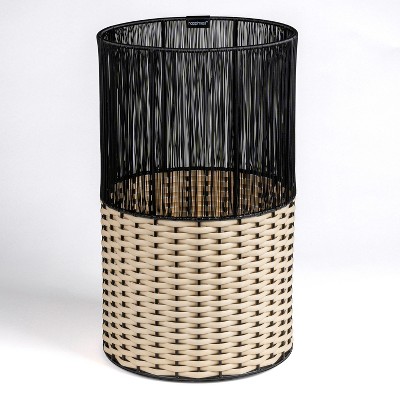 happimess Harper Modern 4.13-Gallon 2-Tone Faux Wicker Cylinder Waste Basket