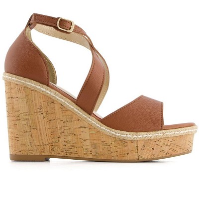 Andrea Women's Wedge Heeled Criss Cross Ankle Strap Sandals 66996
