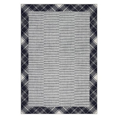 Modern Bordered Living Room Bedroom Area Rugs, Washable Soft Non Slip Throw Carpet for Dining Room, Foldable Thin Mat