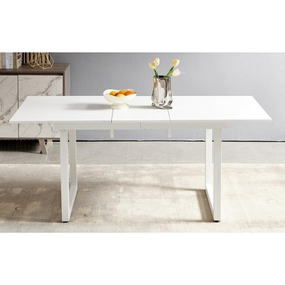 70.86" x 31.5" x 29.5" Square Extendable Dining Table with metal leg, Modern Space Saving Kitchen Table for Living Room