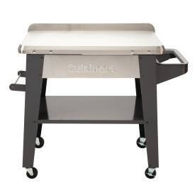 Cuisinart Outdoor Stainless Steel Prep Table: Mobile Kitchen Cart with Trash Bag Holder, Paper Towel Rack, Lower Shelf