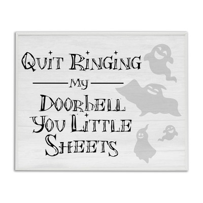 Stupell Industries Funny Halloween Typography Phrase Smiling Ghosts Silhouettes Framed Giclee Art