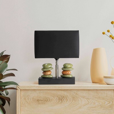 Lalia Home 14" Contemporary Tranquil Stone Table Lamp Black