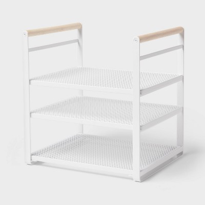 Metal 3-Tier Adjustable Shelf Box Organizer White - Brightroom™: Kitchen Storage & Pantry Organizer, Iron Shelf Riser