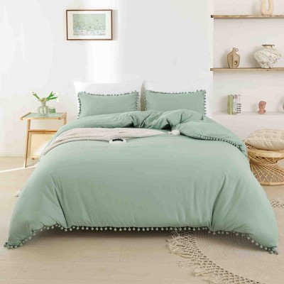 BAGOKIE 3-Piece Bed in a Bag Comforter Set with Pom Fringe