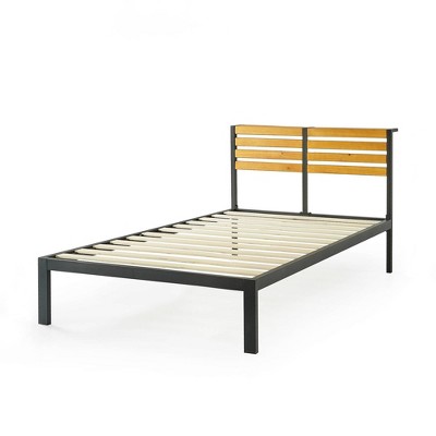 Best Price Mattress Kasi Metal Platform Bed with Panel Headboard Shelf Black