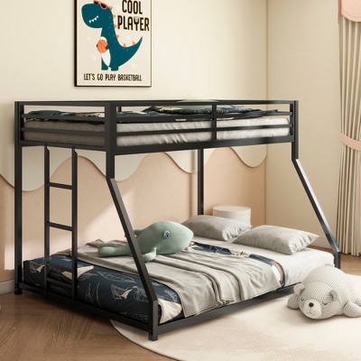 Twin Over Full Bunk Bed with Ladder and Guardrails
