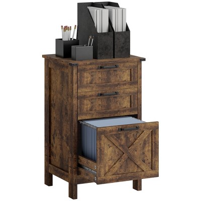 HOMCOM 3 Drawer File Cabinet, Filing Cabinet for Hanging A4/Letter Size, Farmhouse Printer Stand with Storage for Home Office