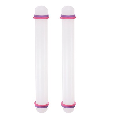Unique Bargains PP Plastic Non-Stick Adjustable Guide Rings Kitchen Rolling Pins 2 Pcs