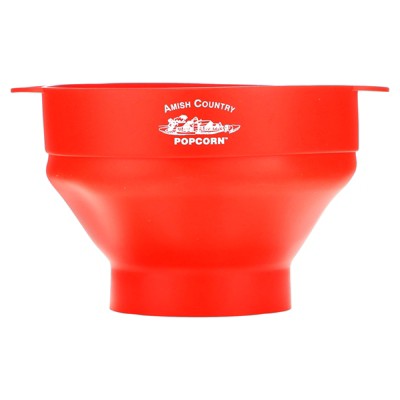 Amish Country Popcorn Silicone Microwave Popcorn Popper, Red, 4 Pieces