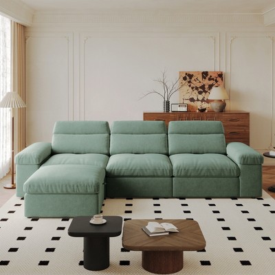 GDFStudio Lismore Modern Minimalist 4 Seater Sectional Sofa with Adjustable Backrest and Storage