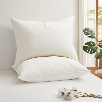 Puredown Set of 2 Down Feather Pillow-in-a-pillow Bed Pillows with 100% Organic Cotton Cover