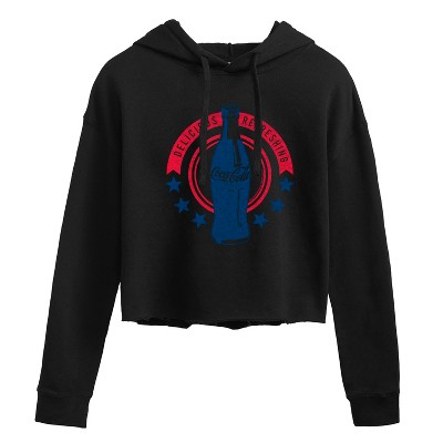 Women's - Coca-Cola - Stars Delicious Refreshing Cropped Graphic Hoodie