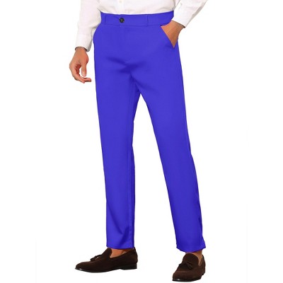 Lars Amadeus Men's Slim Fit Flat Front Solid Color Skinny Business Dress Pants