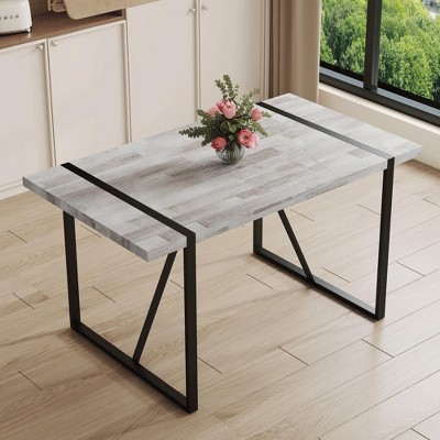 NicBex Modern Rectangular Dining Table for 4-6 Person with Metal Legs, Kitchen Table with Thick Tabletop, Dining Table for Kitchen, Bedroom