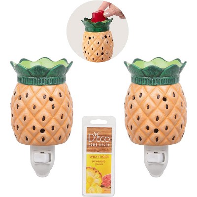 Plug-in Fragrance Wax Melt Warmers (2 Pack, Pineapple) - Electric Scented Tart, Oil & Candle Warmer w 4 Guava Pineapple Cubes