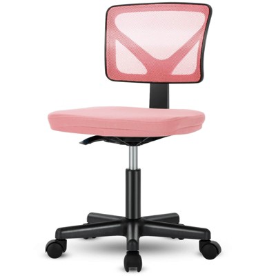 Lirago Pink Low Back Mesh Armless Swivel Office Chair 16.50 x 17.90 x 34.80 inch
