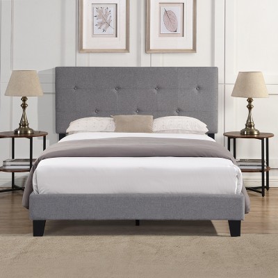 Upholstered Platform Bed Frame ,Wood Slat Support, Easy Assembly
